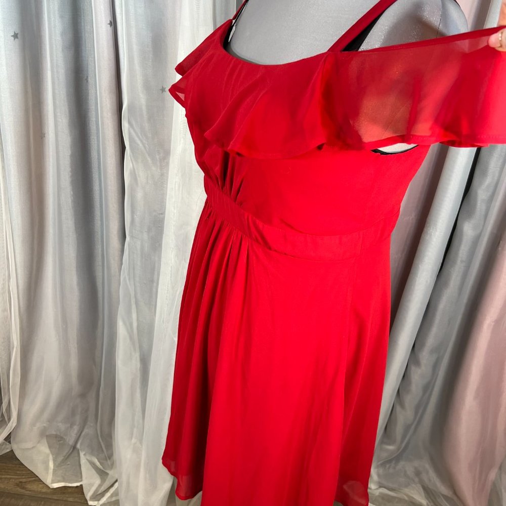 Red Torrid Chiffon Cold Shoulder Skater Dress, 16